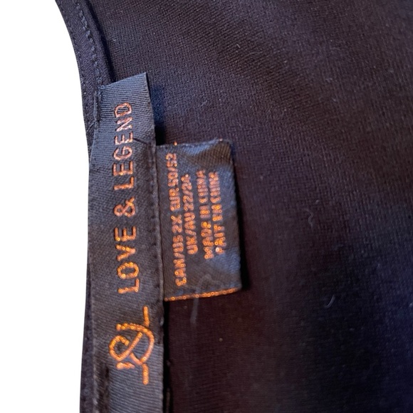 Love & Legend Black V Neck Dress-Drapes Beautifully-Short Sleeves w/Lace-Size 2X - Picture 8 of 9